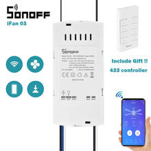 Sonoff ifan03 controlador de interruptor de luz, wi-fi, para teto, suporte pf 433 mhz, automação residencial, funciona com alexa, google home e voz 2024 - compre barato