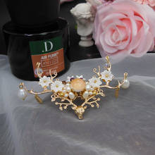 Shell Flower Gem Stone Bridal Hair Pin Jewelry Copper Deer Freshwater Pearl Wedding Hair Pins Accessories Pince Cheveux WIGO1423 2024 - buy cheap
