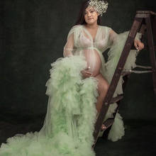 Mint Green See Trough Maternity Photoshoot Dresses   Tulle Robe Dressing Gown  Bridal Fluffy Tulle Maternity Robe Outfit 2024 - buy cheap