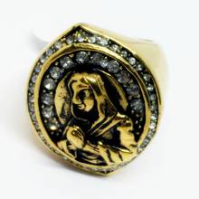 Anillos religiosos de Color dorado de la Virgen María para hombres, acero inoxidable, cristal, señora sagrada de Guadalupe, joyería de Cruz de catolismo 2024 - compra barato