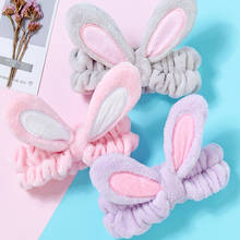 Diadema elástica con Orejas de conejo para mujer y niña, tocado de algodón, accesorios para el cabello 2024 - compra barato