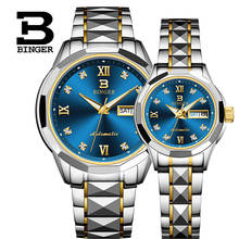 Suíça binger relógio masculino de marca luxuosa, tungstênio miyota, automático, mecânico, de safira, luminoso, à prova d'água, casais 020g 2024 - compre barato
