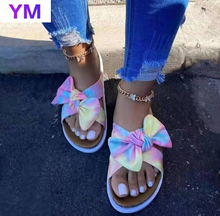 Moda temperamento trançado charme bowknot aberto-toe plana chinelos definir pé férias praia sandálias casuais flip flops sapatos femininos 2024 - compre barato