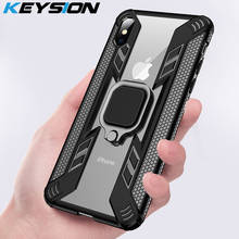 KEYSION Shockproof Case For iPhone SE 2020 New XS Max XR Transparent Case Magnetic Ring Holder Armor Cover for iPhone 7 Plus 8 2024 - buy cheap