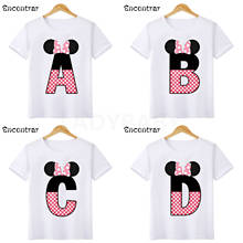 Baby Girls Pink Mouse 26 Letters Print T shirt Cartoon Funny Kids T-shirts Boys Clothes Children Summer Tops,HKP2464 2024 - buy cheap