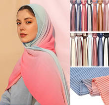 Maxi Pleated Gradient Chiffon Hijab Scarf Women Ombre Corrugated Long Scarves Crinkle Muslim Women Hijab Islam Arab Headscarf 2024 - buy cheap
