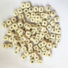 2022 NEW DIY 100PCS Mix Letter Alphabet Wooden Beads Square Cube Letter Wood Beads Fit DIY Pacifier Clip Natural Wood Beads 10mm 2024 - buy cheap