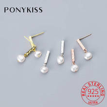 PONYKISS-pendientes de gota con perlas perfiladas para mujer, accesorios de moda para viajes, Plata de Ley 925 auténtica, Buen regalo 2024 - compra barato