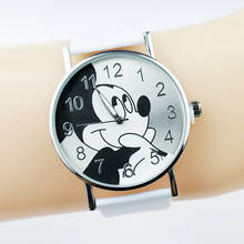 Reloj de dibujos animados de Minnie y Mickey para mujer, correa de cuero, bonito Reloj de cuarzo para vestido de niño y niña, regalo 2024 - compra barato