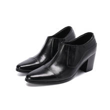 Zapatos de tacón alto formales para hombre, calzado oxford de cuero genuino, color negro, para vestir, bodas, negocios, dura 2021 2024 - compra barato