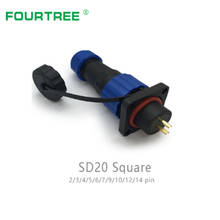 SD20 IP68 Waterproof Square Plug Socket Aviation Connector Panel Mount Wire Cable Connection  Male & Female 2P-14P 2024 - buy cheap
