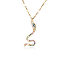 Fashion Gold/Silver Color Personality Snake Pendant Necklace For Women AAA+ Colourful CZ Female Party Jewelry Birthday Gift 2024 - buy cheap