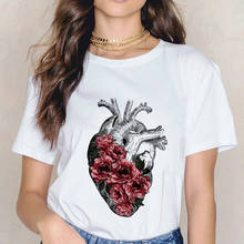 Heart Flower Print Women's T-shirt Summer Fashion Graphic T-shirt Short Sleeve Harajuku Casual T-shirt Women 2024 - buy cheap