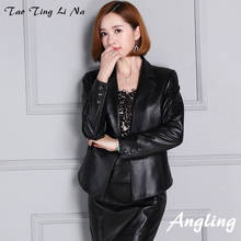 2018 New Short Autumn Slim Suit Leather Jacket KC5 2024 - buy cheap