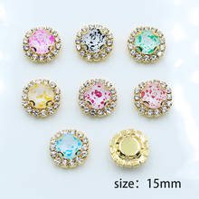New 10pcs 15mm round rhinestone glass 4 hole sewing buckle gift box greeting card clothing decoration buckle jewelry accessories 2024 - buy cheap