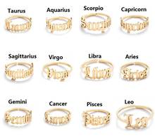 Minimalist Adjustable Cool Gold 12 Constellation Finger Ring Ladies Jewelry Gift Personality Women Zodiac Ring Strange Things 2024 - buy cheap