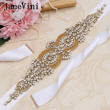 JaneVini Luxury White Bridal Belts Handmade Bling Rhinestone Crystal Wedding Satin Belt for Dresses Bridesmaid Sash Accessories 2024 - buy cheap