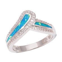 CiNily Created Blue Fire Opal Zircon Silver Plated Wholesale for Women Jewelry Engagement Ring Size 6-10 OJ9551 2024 - buy cheap