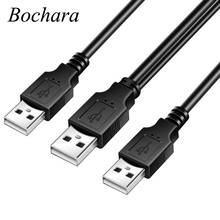 Bochara 2 в 1 двойной USB 2,0 Тип A штекер типа A + USB источник питания Y USB кабель фольга + Плетеный экранированный для HDD 2024 - купить недорого