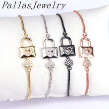 10Pcs New Trendy  Cubic Zirconia Crystal CZ Lock Slide Adjustable Bracelets for Women Girl Jewelry 2024 - buy cheap