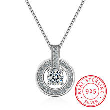 925 Sterling Silver Necklaces Rhinestone Double Circle Pendant Necklace Jewelry Collar Colar de Plata 2024 - buy cheap