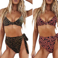 Leopard Bikini Sets Women Two Piece Suit Female Swimsuit Sexy Backless Push Up Wired High Waist Lace-up Summer Bathing Suit 2024 - buy cheap