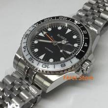 Bliger 40mm stainless steel silver case top mens watch sapphire glass orange GMT ceramic bezel Luminous automatic watch 2024 - buy cheap