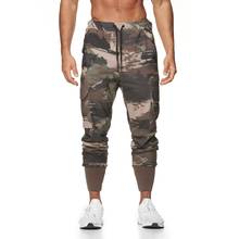 Camoflage calça de treino masculina, para academia, corrida, treino, malhação, de algodão, fitness, masculina 2024 - compre barato