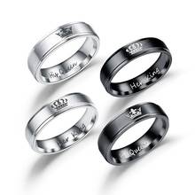 Diy gravura casal anel romântico noivado anel de casamento jóias atacado presentes de festa jóias aniversário dia dos namorados 2024 - compre barato