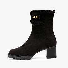 Botas mujer 2019 inverno sapatos casuais mulheres botas de neve zapatos de mujer marca de moda botas de salto alto com botas de pele 2024 - compre barato
