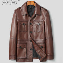 YOLANFAIRY 100% Genuine Leather Jacket Men Vintage Cow Leather Coat Mens Clothing Plus Size 4xl Spring Autumn Veste Cuir Homme 2024 - buy cheap