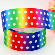 DHK 1.5'' 5yards polka dots rainbow printed grosgrain ribbon headwear hair bow diy party decoration OEM 38mm E1361 2024 - buy cheap