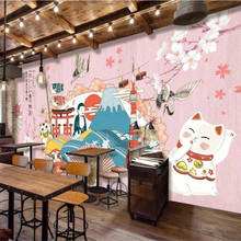 Японский кухня суши Ресторан промышленный Декор настенная бумага 3D на заказ вишневые цветы изакая фон настенная бумага 3D 2024 - купить недорого
