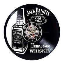 Whiskey Beer Wall Clock A Bottle Of Whiskey Beer Vinyl Record Clocks  Home Pub Bar Wall Decor LED Illuminated Lighting Gift 2024 - buy cheap