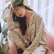 Autumn Thin Ice-silk Sleepwear Simulation Silk Long-sleeve Top+Pants Women Sexy Lace Leopard Print Turn-down Collar Pajamas Set 2024 - buy cheap