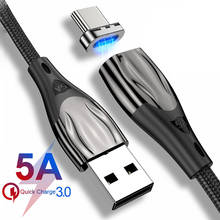 5А Магнитный кабель usb type C кабель для быстрой зарядки для samsung S9 S10 USB C супер зарядное устройство для huawei P20 P30 Магнитный шнур зарядного устройства 2024 - купить недорого
