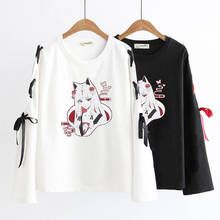 Desenhos animados japão t camisa das mulheres casual manga longa topos camisetas kawaii feminino lolita meninas neko atsume japão anime camisa blusa vestidos 2024 - compre barato