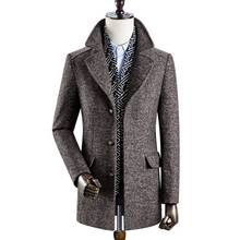 Jaqueta de lã grossa para homens, casaco casual de misturas de lã para outono e inverno slim fit tamanho grande para homens 2024 - compre barato