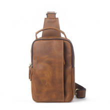 Мужской рюкзак из натуральной кожи, нагрудная сумка-мессенджер на ремне, дорожный ранец через плечо 2024 - купить недорого