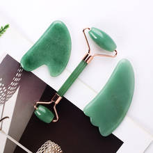 Jade Face Roller Gua Sha Massage Tool Set Natural Aventurine Stone Facial Care Slimming Massager Health Beauty Neck Anti Wrinkle 2024 - buy cheap