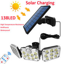 Super Bright 138LED Solar LED Light Outdoor 3 Head Motion Sensor 270° Wide Angle Illumination Waterproof Remote Control Lamp 2024 - buy cheap