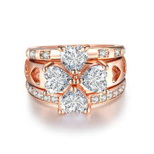 Double Fair-anillos de boda románticos para mujer, con circón en forma de corazón de tres capas, joyería R673 2024 - compra barato