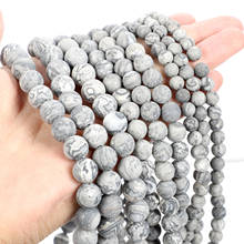 Cuentas de piedra Natural a la moda de 15 "Cuentas de piedra sueltas Picasso blancas y grises para la fabricación de joyas collar de pulsera de 4-12mm 2024 - compra barato