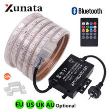 Fita de led rgb à prova d'água, 60leds por metro, 220v, 110v, 5050 v, com controle remoto bluetooth 2024 - compre barato