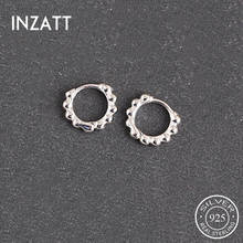 INZATT Real 925 Sterling Silver Bead Round Hoop Earrings For Fashion Woman Party Fine Jewelry Geometric Punk Accessories 2024 - buy cheap