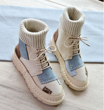Botas planas de fondo para mujer, botines Martin de línea de lana cómodos, de fondo suave, hechas a mano 2024 - compra barato