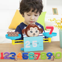 Juguete de matemáticas Montessori para niños, báscula de equilibrio Digital de mono, juego de mesa educativo de pingüino de matemáticas, juguete de aprendizaje 2024 - compra barato