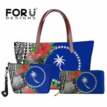 3 pçs bolsa feminina conjunto chuuk bandeira com impressão de hibisco polinésio feminino grande saco de praia luxo festa ombro bolsas 2024 - compre barato