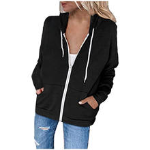 Women Casual Sport jacket coat Hooded autumn Zip Long Sleeve Lightweight Sweatshirts Pockets Jacket Coats куртка женская 2020 2024 - buy cheap