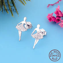 FC Jewelry 100% 925 Silver Princess Ballet Dancer Ballerina Crystal Stud Earring For Women Pendientes Accessories Brinco Oorbel 2024 - buy cheap